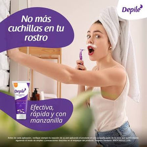 Crema Depilatoria Facial Depile Fórmula con Manzanilla y Vitamina E para Piel Suave