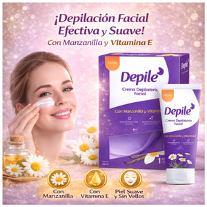 Crema Depilatoria Facial Depile Fórmula con Manzanilla y Vitamina E para Piel Suave